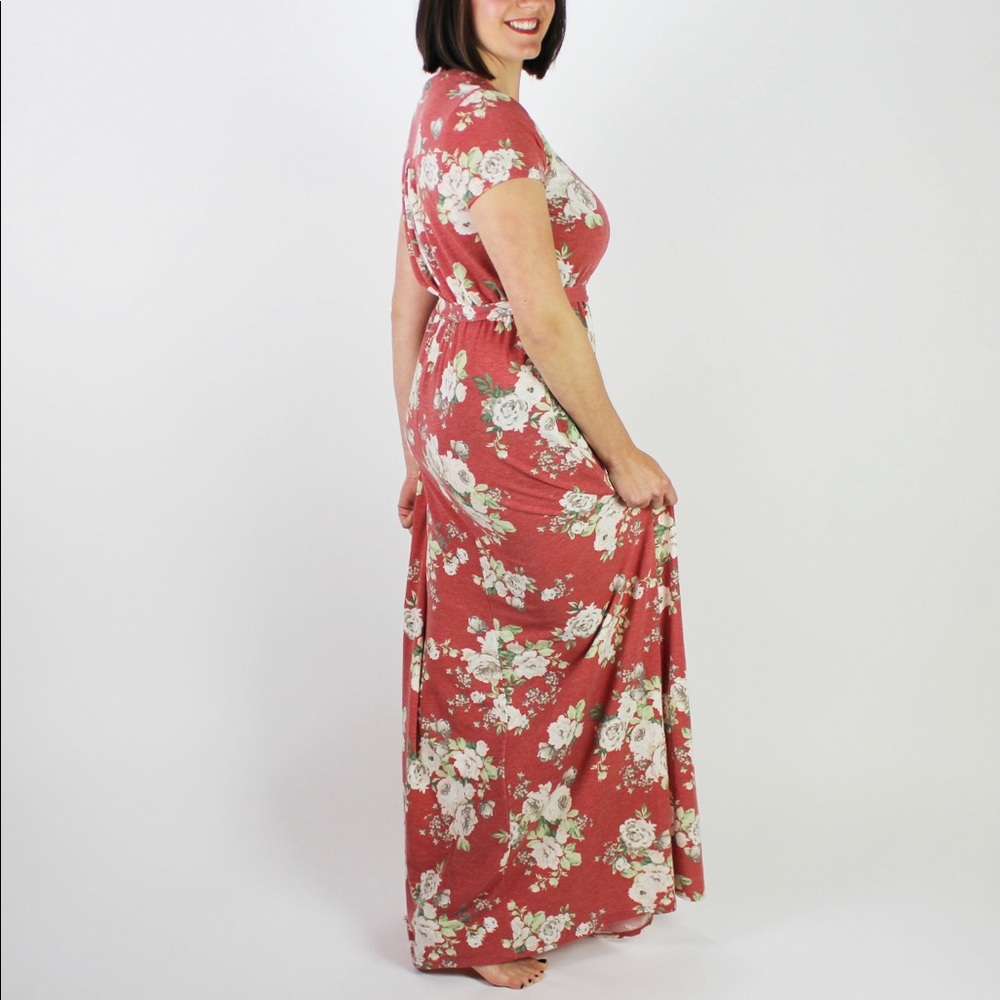 Coral Floral Maxi Dress